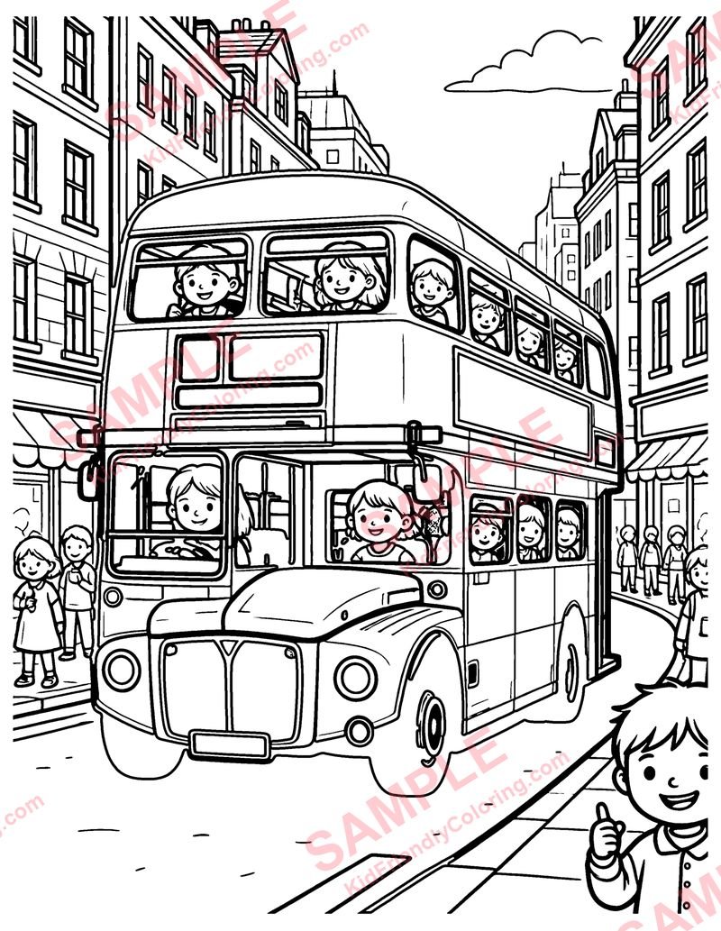 Double-Decker Bus coloring page preview