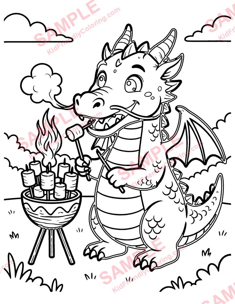 Dragon Bakery coloring page preview