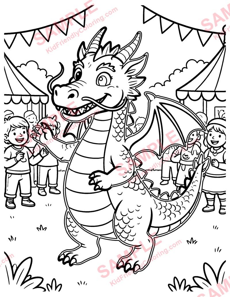Dragon Dance coloring page preview