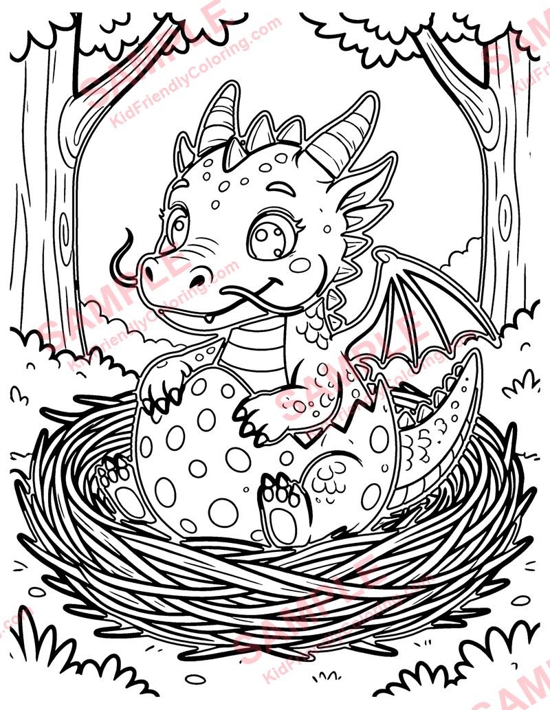 Dragon Egg Hatching coloring page preview