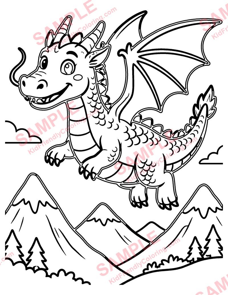 Dragon Flight coloring page preview