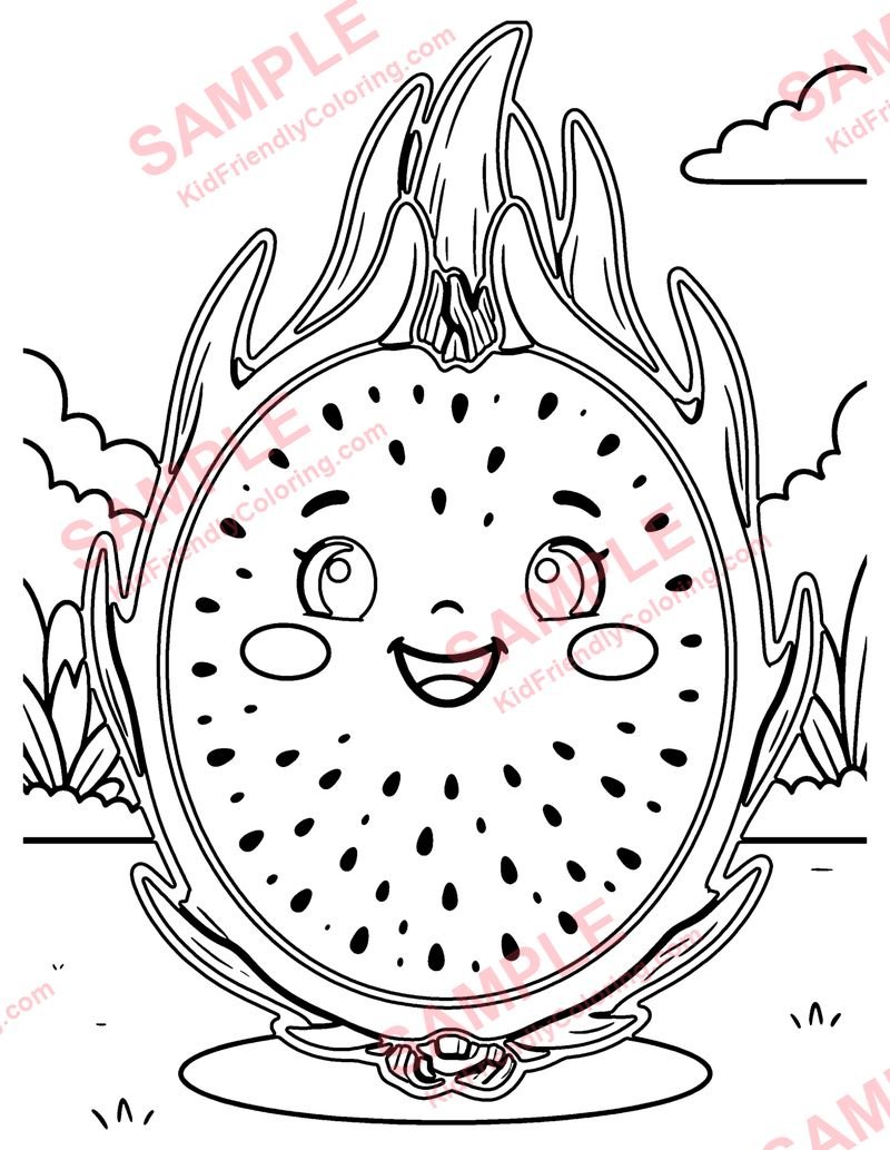 Dragon Fruit coloring page preview
