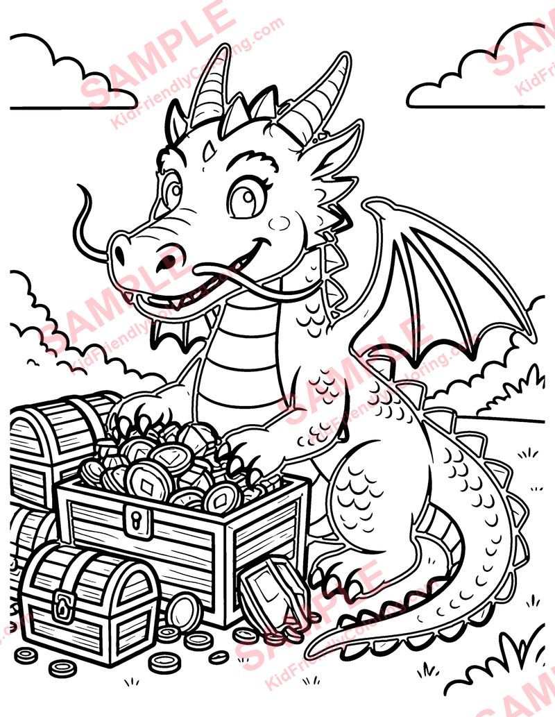 Dragon Treasure coloring page preview