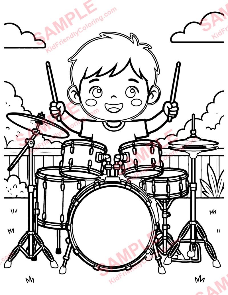 Drum Set coloring page preview