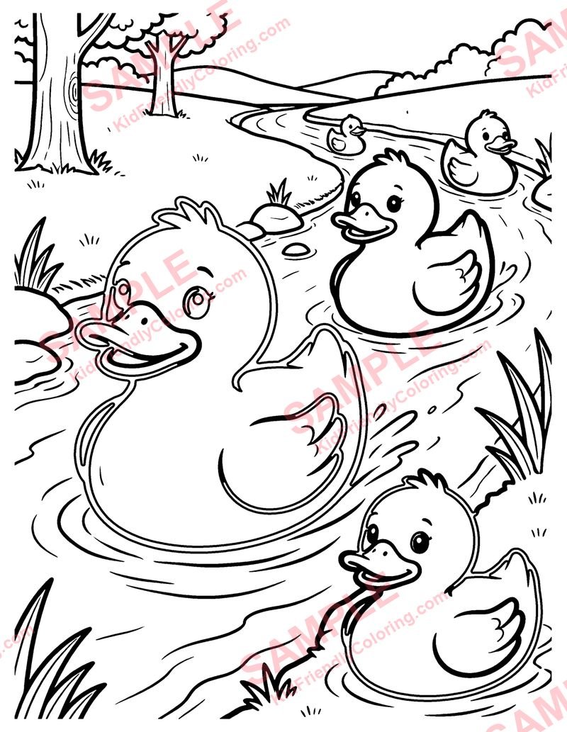 Duck Race coloring page preview