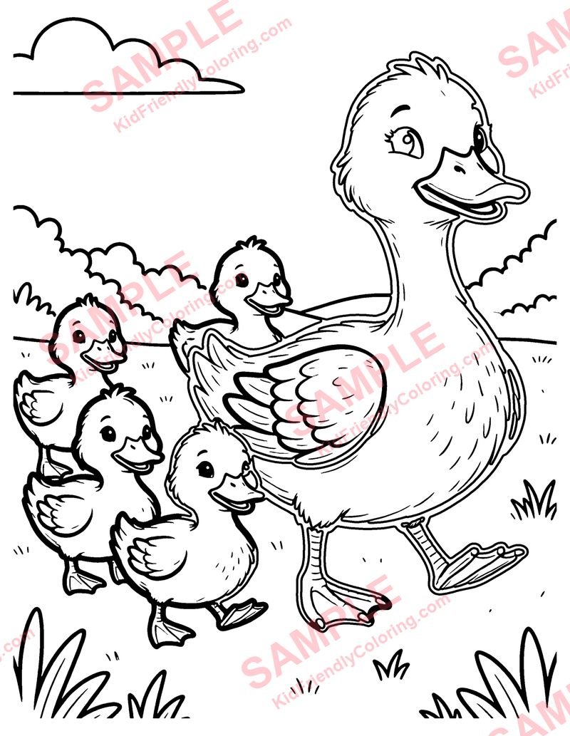 Ducklings coloring page preview