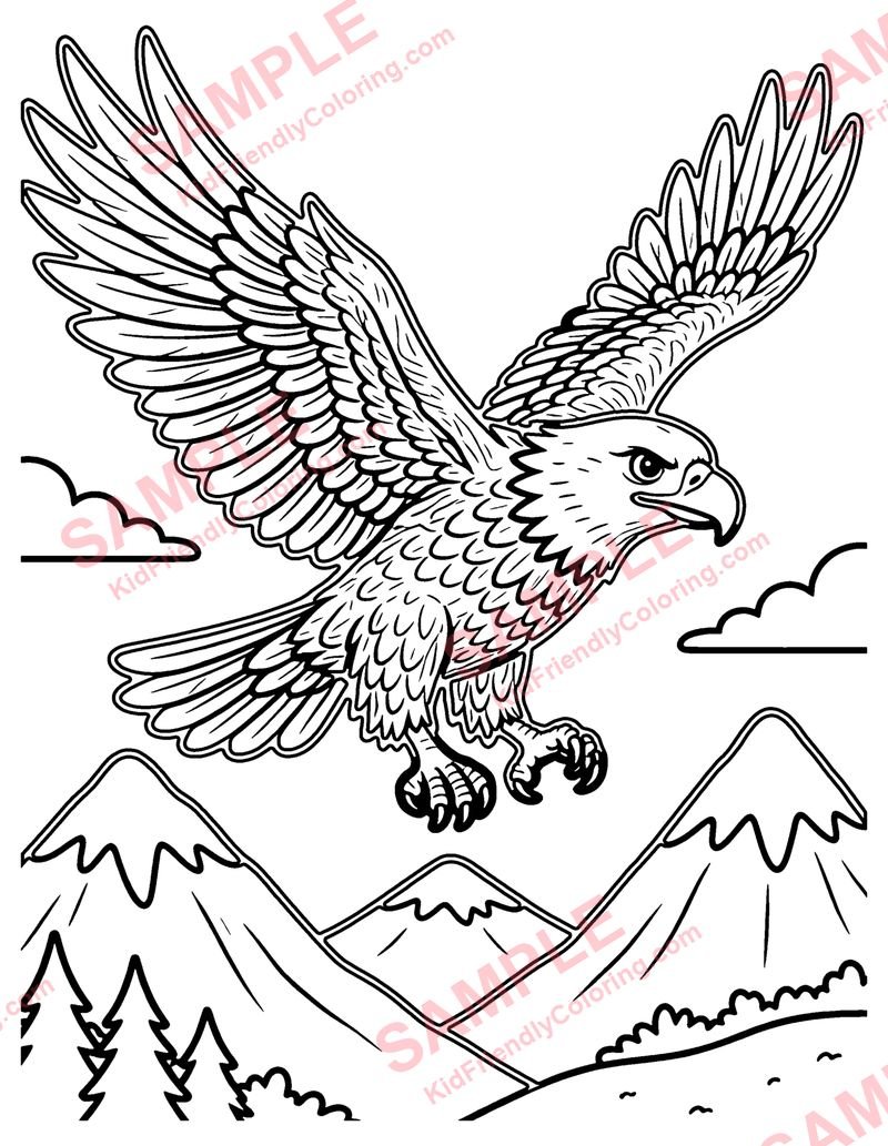 Eagle Soaring coloring page preview
