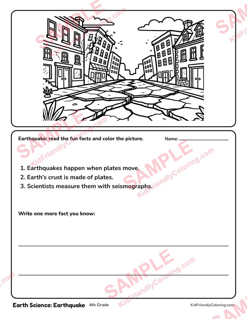 Earth Science: Earthquake coloring page preview