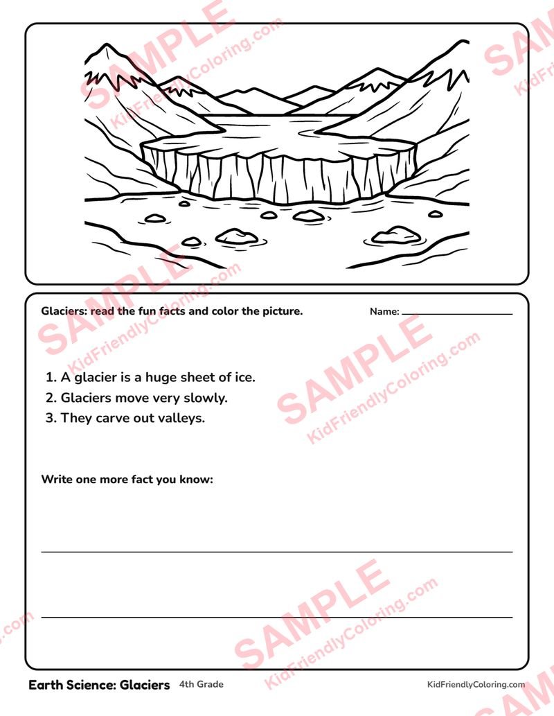 Earth Science: Glaciers coloring page preview