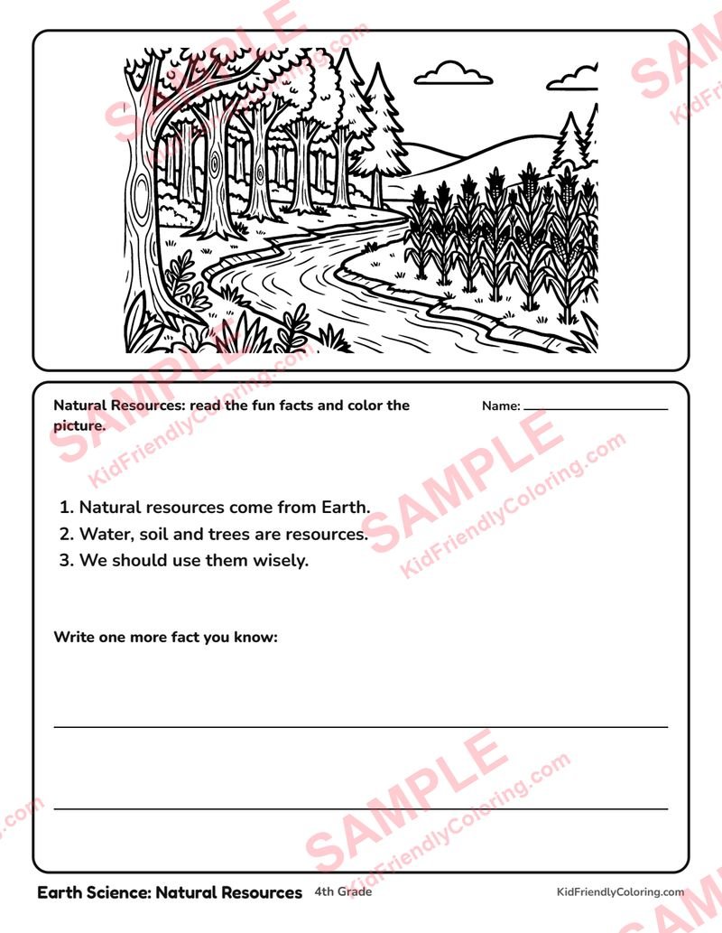 Earth Science: Natural Resources coloring page preview