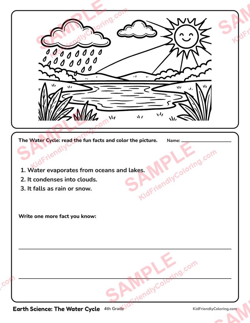 Earth Science: The Water Cycle coloring page preview