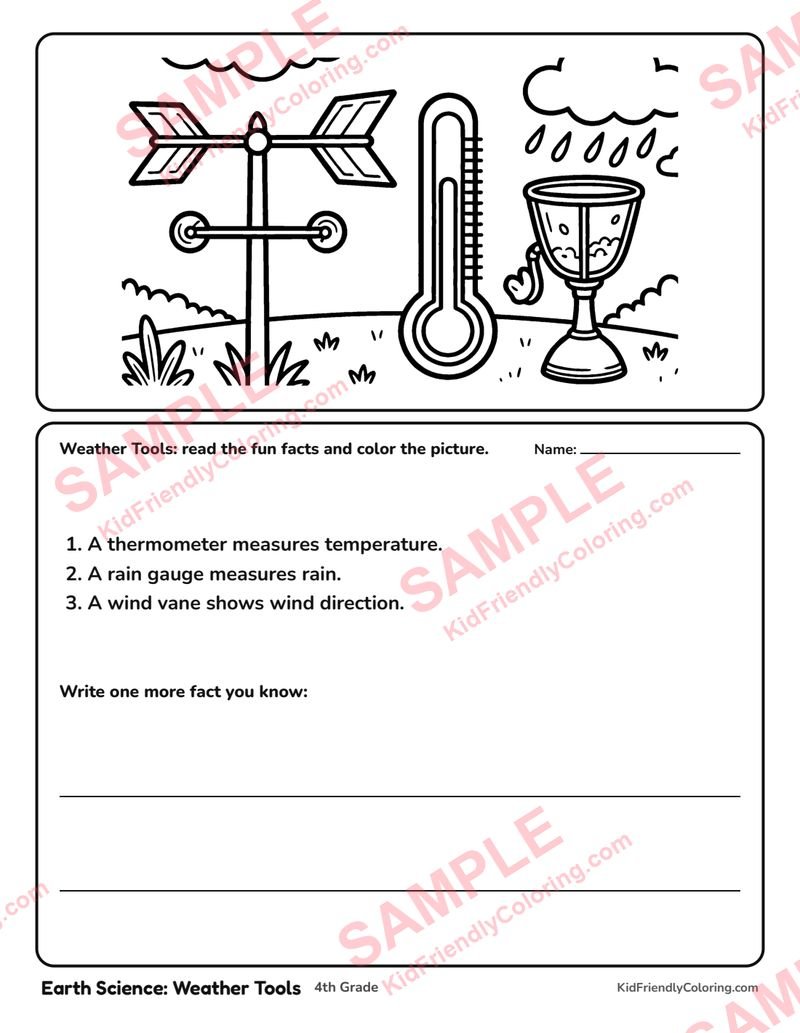 Earth Science: Weather Tools coloring page preview