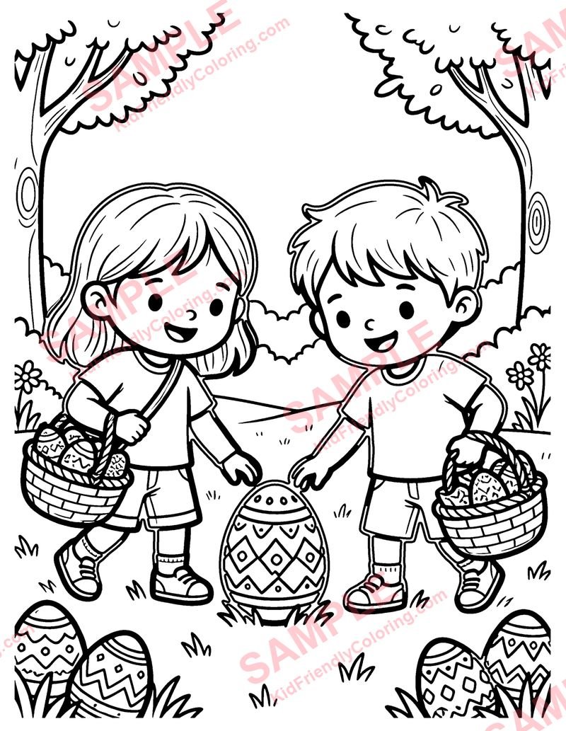 Easter Egg Hunt coloring page preview