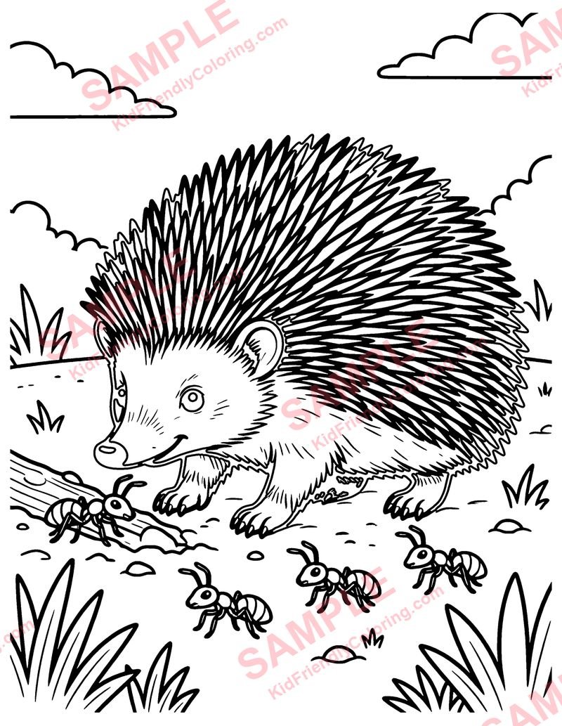 Echidna coloring page preview