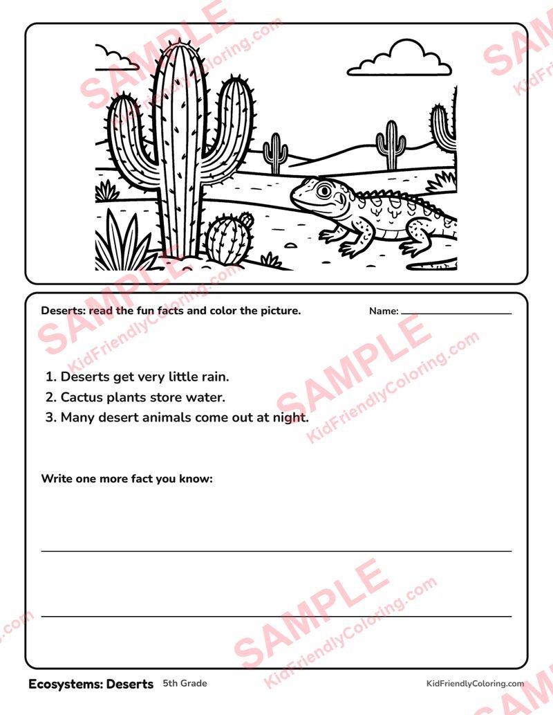 Ecosystems: Deserts coloring page preview