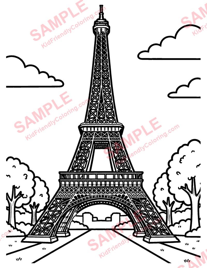 Eiffel Tower coloring page preview