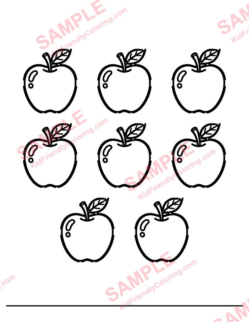 Eight Apples coloring page preview
