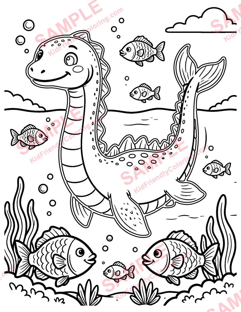 Elasmosaurus coloring page preview