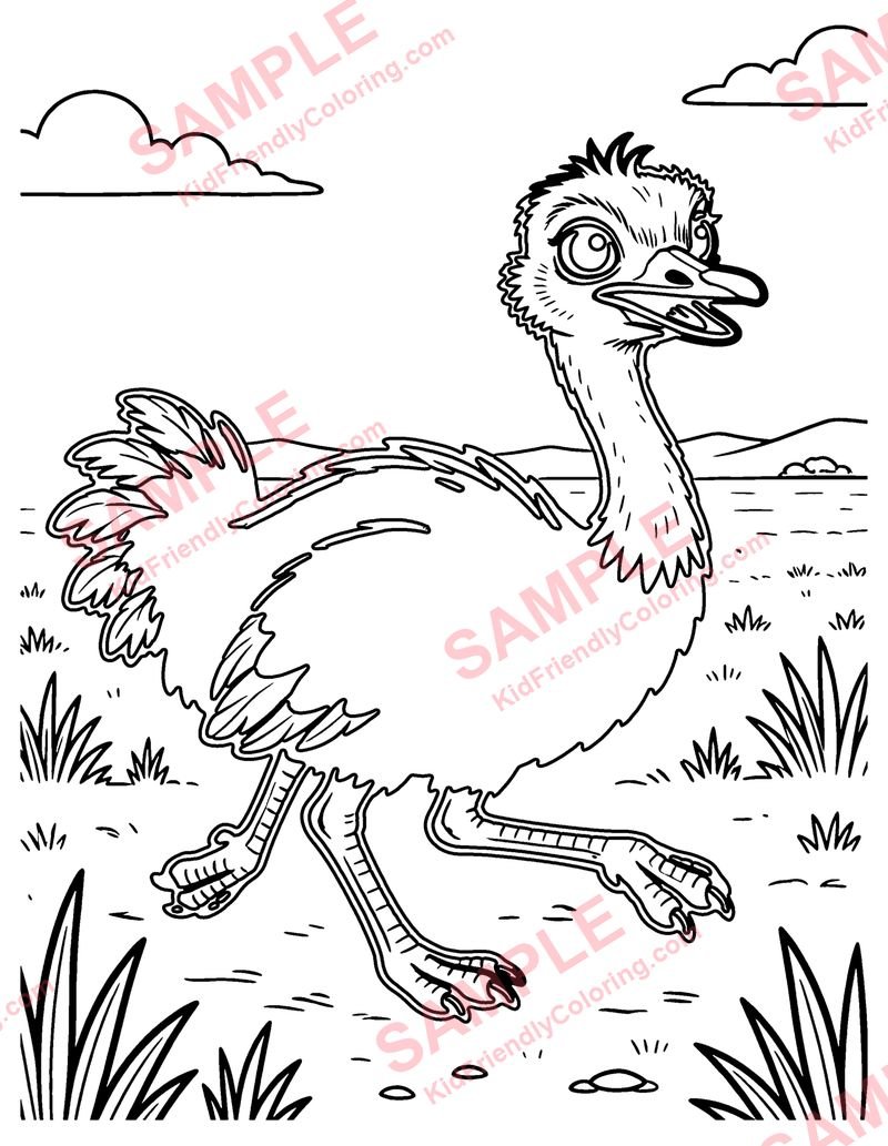 Emu Run coloring page preview