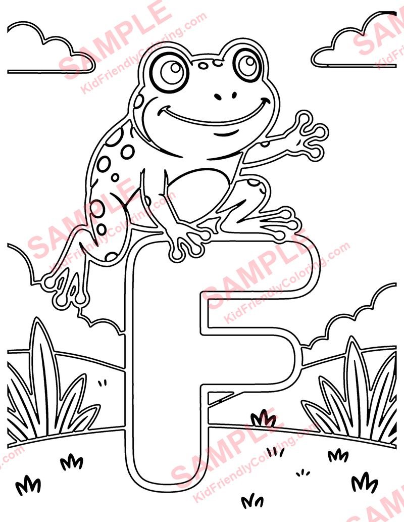 F Is for Frog coloring page preview