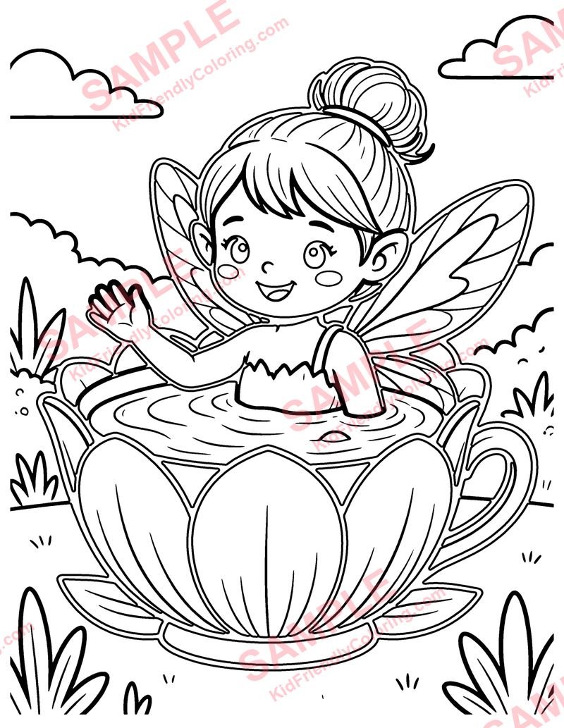 Fairy Bath coloring page preview