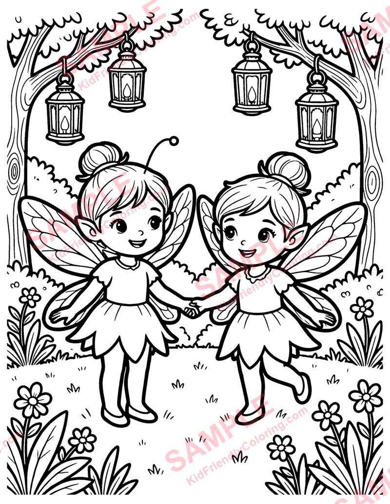 Fairy Lanterns coloring page preview
