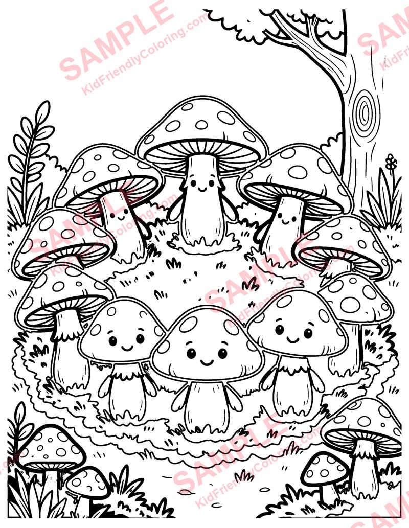 Fairy Mushroom Ring coloring page preview