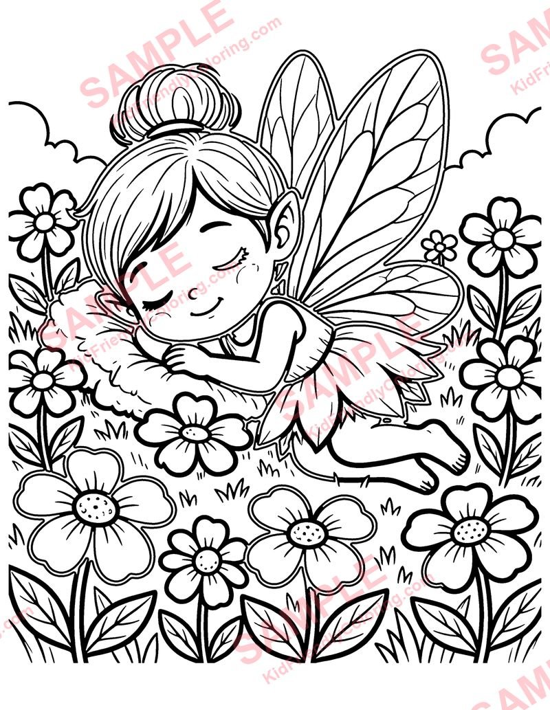 Fairy Sleeping coloring page preview