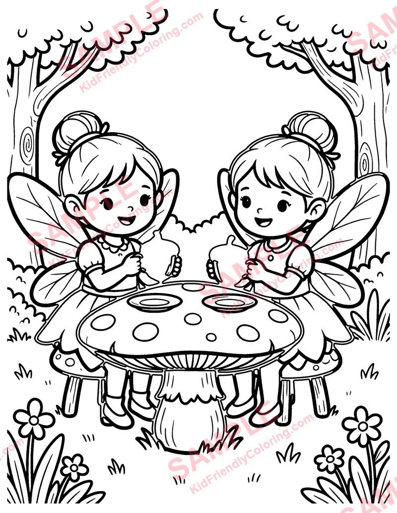 Fairy Tea Party coloring page preview