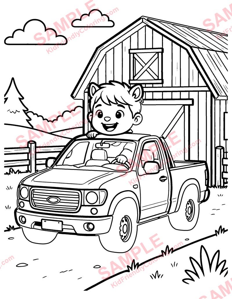 Farm Pickup coloring page preview