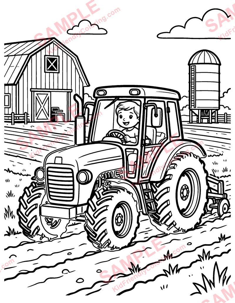 Farm Tractor coloring page preview