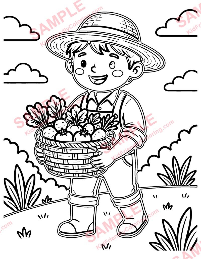 Farmer coloring page preview