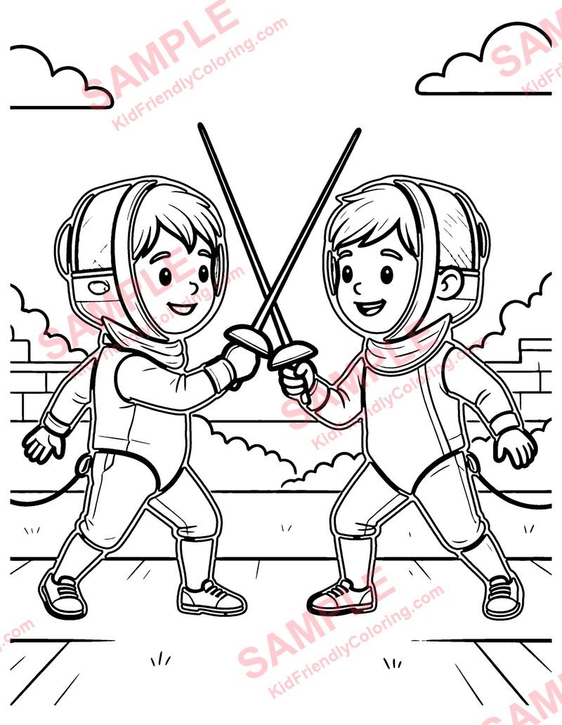 Fencing coloring page preview