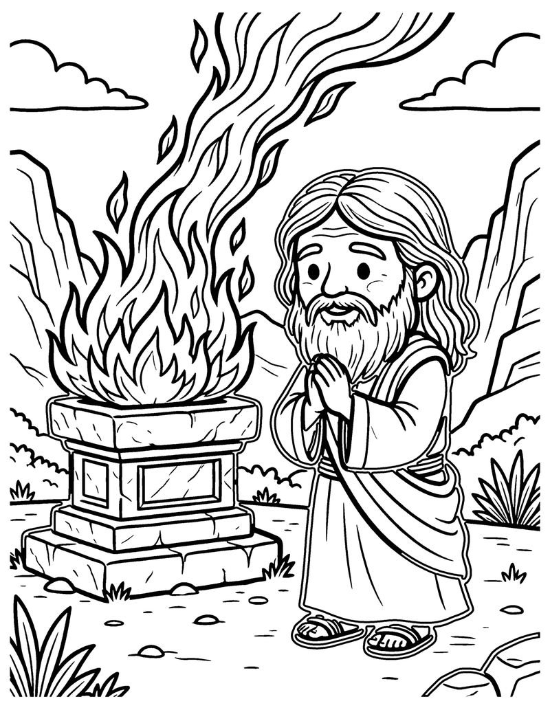 Fire on Mount Carmel coloring page preview