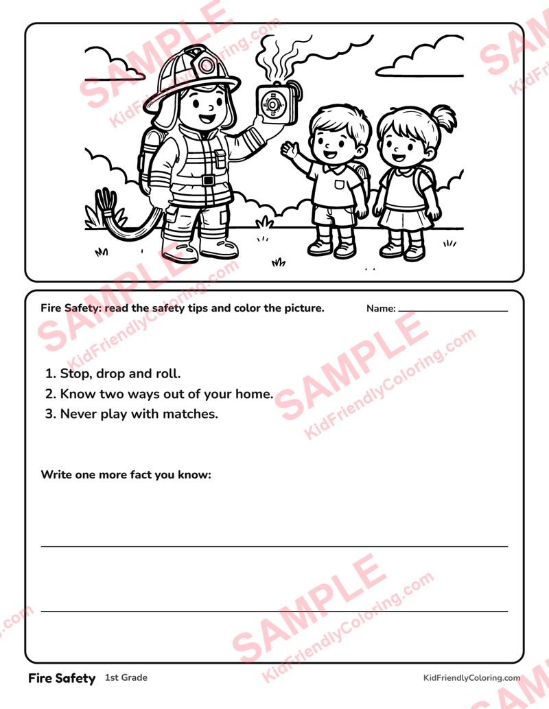 Fire Safety coloring page preview