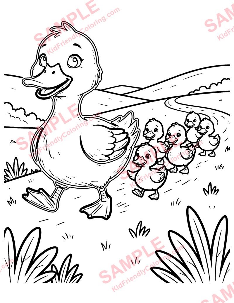 Five Little Ducks coloring page preview