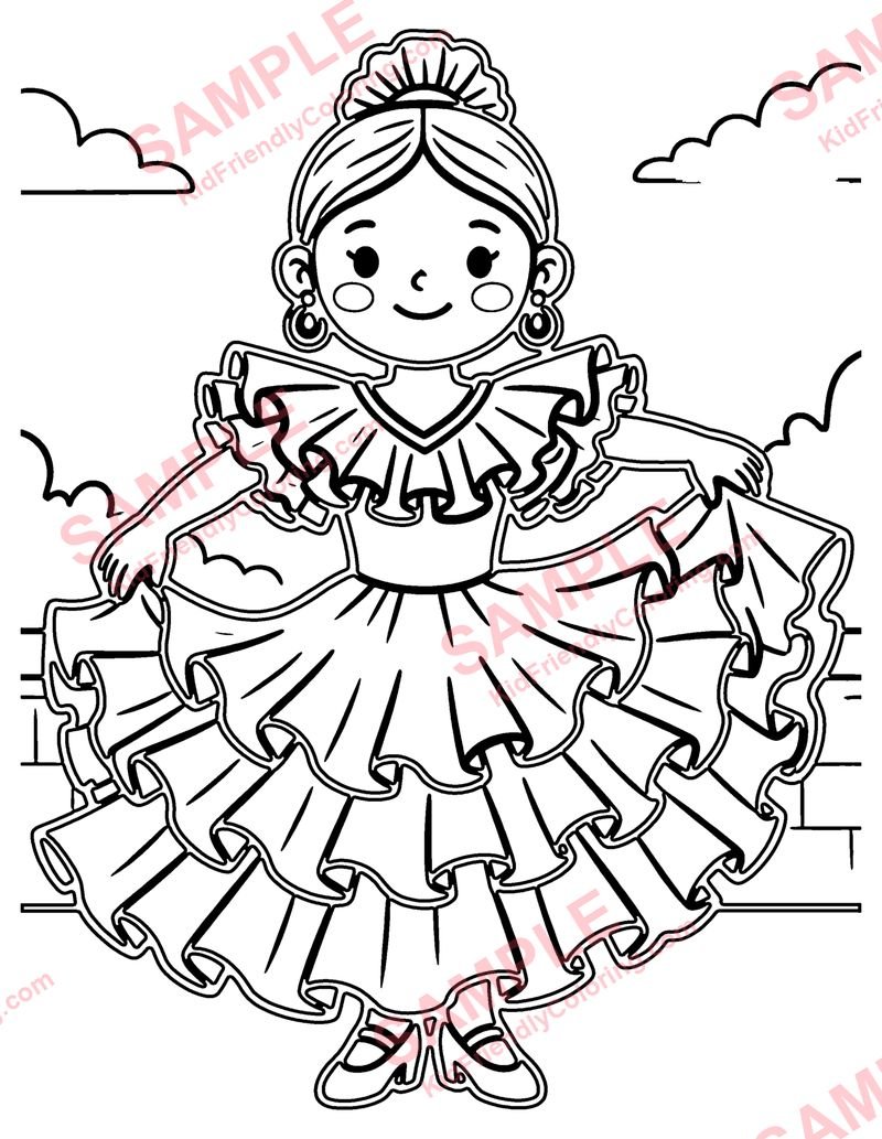 Flamenco coloring page preview
