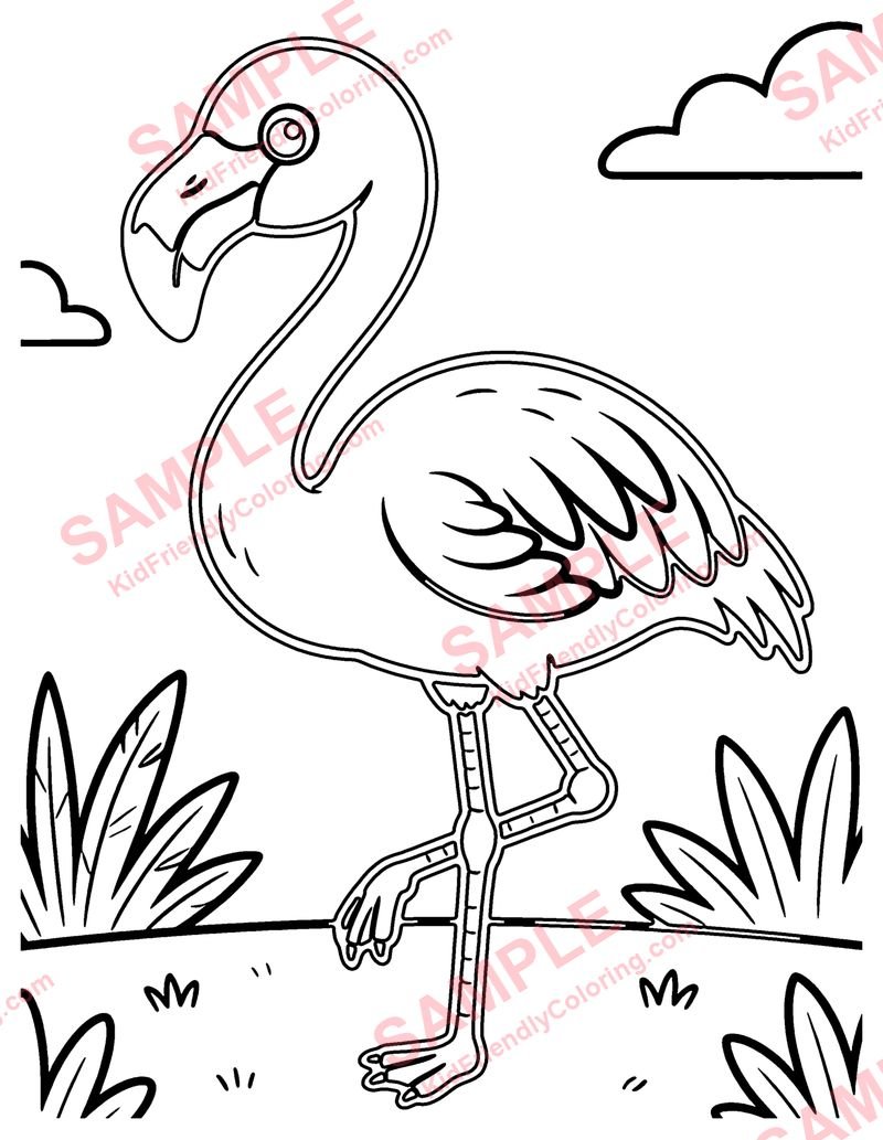 Flamingo coloring page preview