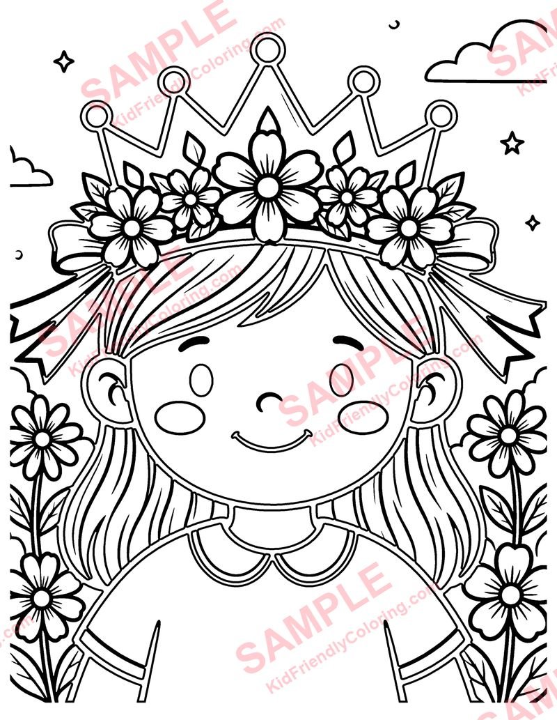 Flower Crown coloring page preview