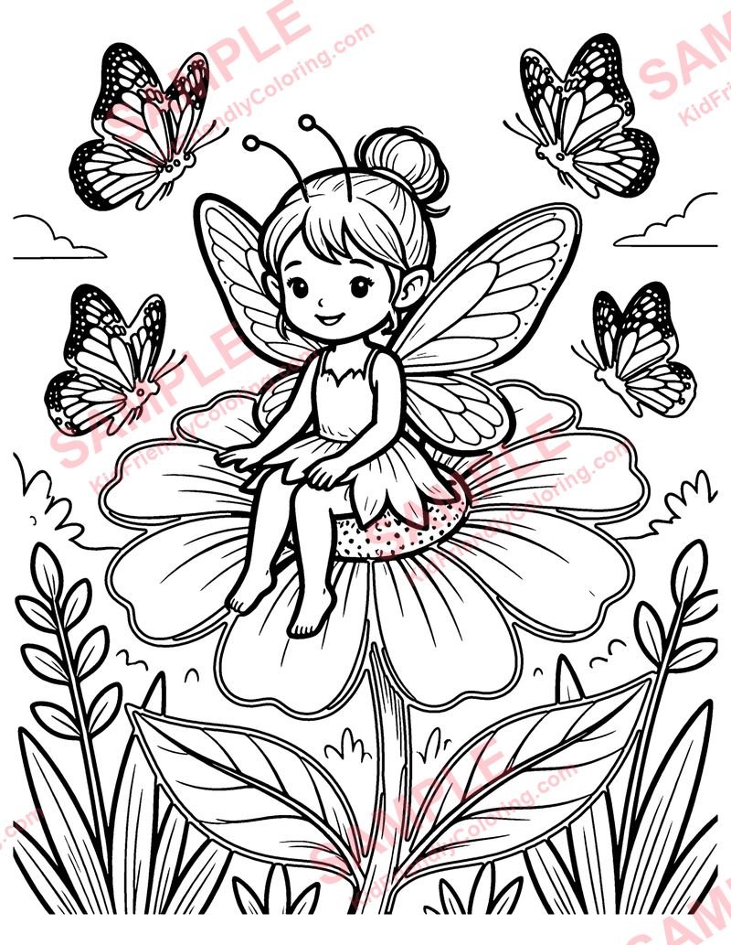 Flower Fairy coloring page preview