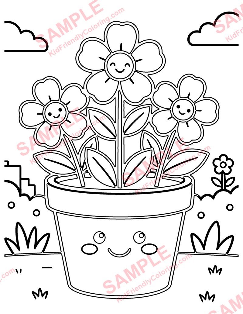 Flower Pot coloring page preview
