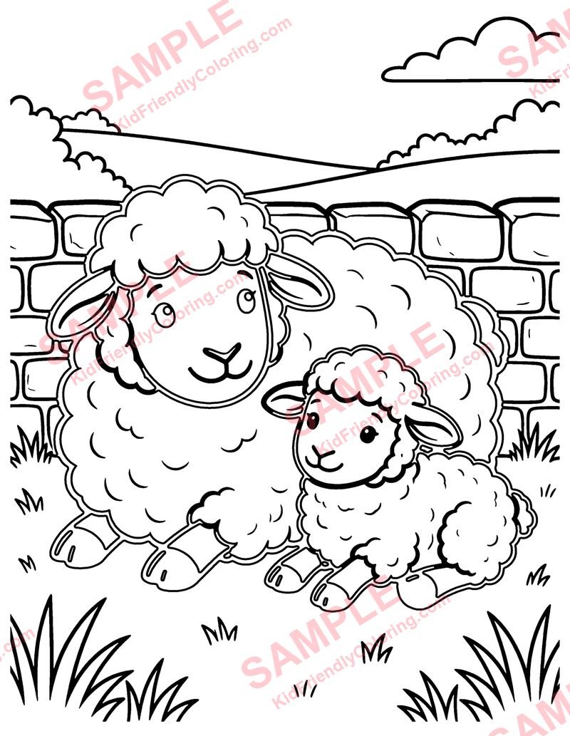 Fluffy Sheep coloring page preview