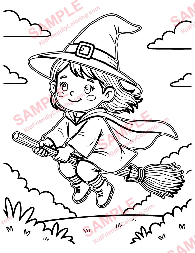 Flying Broom coloring page preview