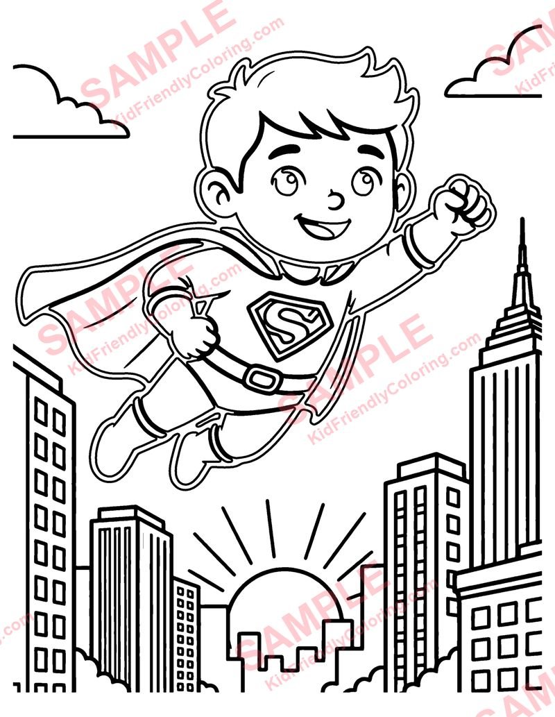 Flying Over the City coloring page preview