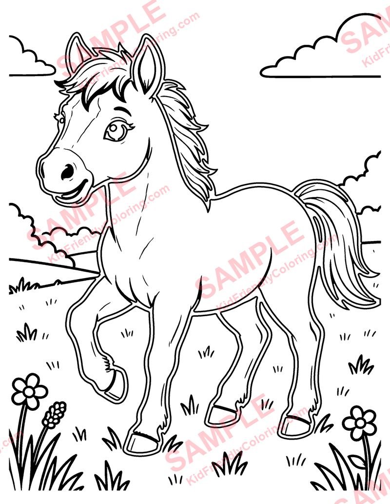 Foal in the Field coloring page preview