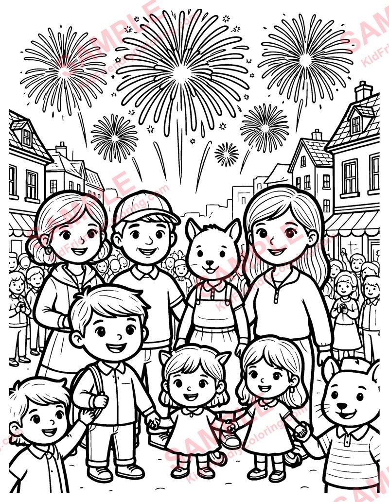 Fourth of July coloring page preview