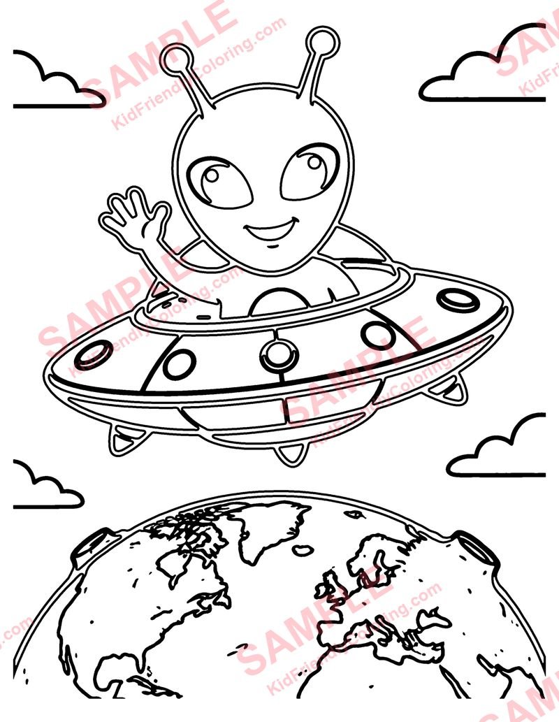 Friendly Alien coloring page preview