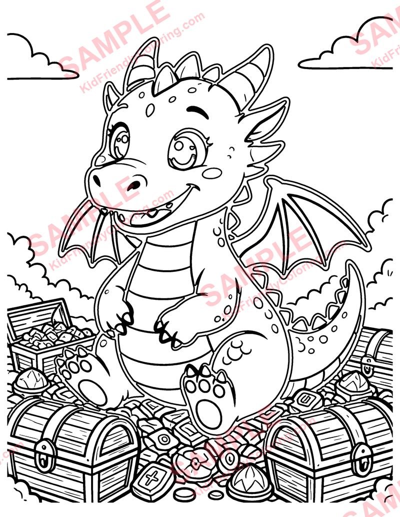 Friendly Dragon coloring page preview