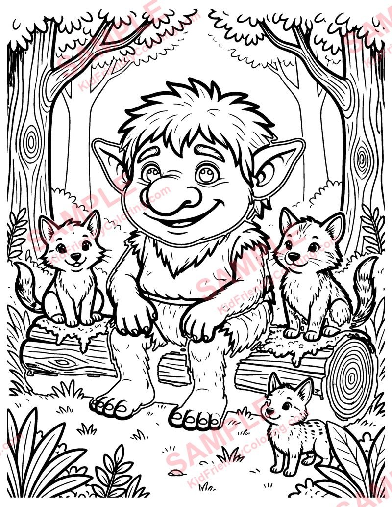 Friendly Forest Troll coloring page preview
