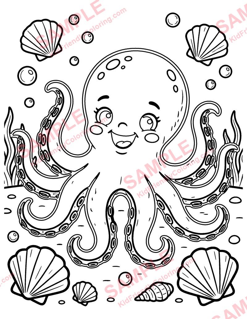 Friendly Octopus coloring page preview